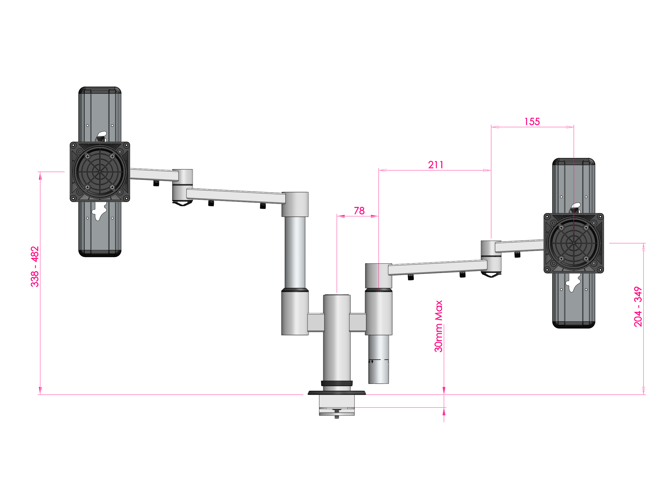 dual arm post fixed height with FEA